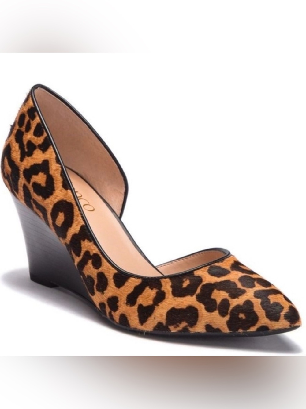 Franco Sarto Leopard Hair Print Pointed Toe Wedges